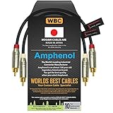 1 Foot – Directional High-Definition Audio Interconnect Cable Pair CUSTOM MADE By WORLDS BEST CABLES – using Mogami 2549 wire and Amphenol ACPR Die-Cast, Gold Plated RCA Connectors