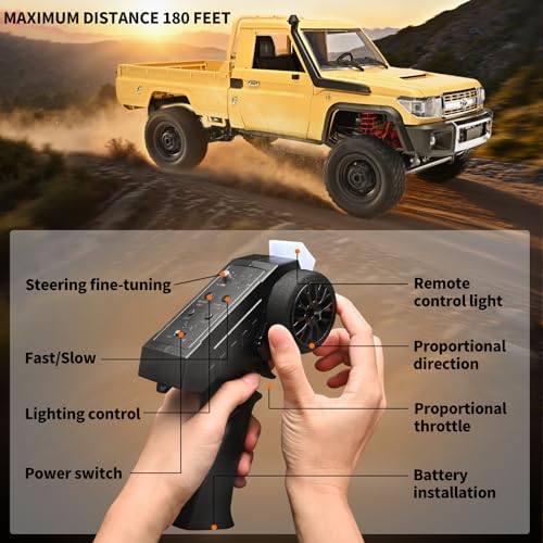 Image of RZAPE RC Rock Crawler 1 /12 RC Crawler Toyota LC79 Off Road RC Truck 4x4 with 2.4GHz Remote Control 280 Brushed Motor All Terrain Rremote Control Truck RTR Proportional Throttle Steering MN-82(Yellow)