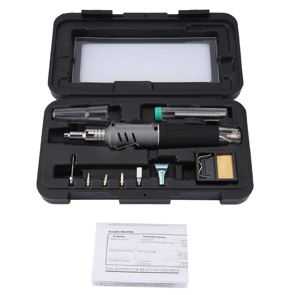 MAGT Kit Saldatore a Gas Saldatore a Butano, HS-1115K 10 in 1 in Plastica Tecnica Portatile per Saldatura Fusione