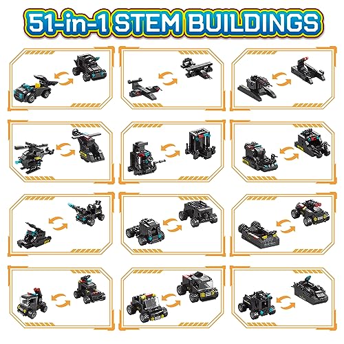 FORHISHER 700Pcs STEM Robot Building Block Toys for Boys Age 6 7 8 9 10 11 12,51 in 1 Educational Construction Building Bricks Engineering Set,Gift for 6 7 8 9 10 11 12+ Year Old Boys - Image 4