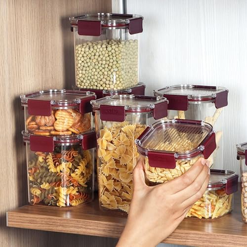 Image of CELLO Stacklock Square Pet Storage Jar for Kitchen Set of 2 Pieces, 900 ml Brown | Freezer & Fridge Safe, Airtight Stackable Pet Kitchen Storage Box Jar Container Set for Beans, Whole Grains, Spices