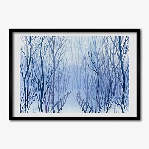Cadre MDF 70x50 cm avec peinture Foret d'hiver Tulup pour tableau moderne