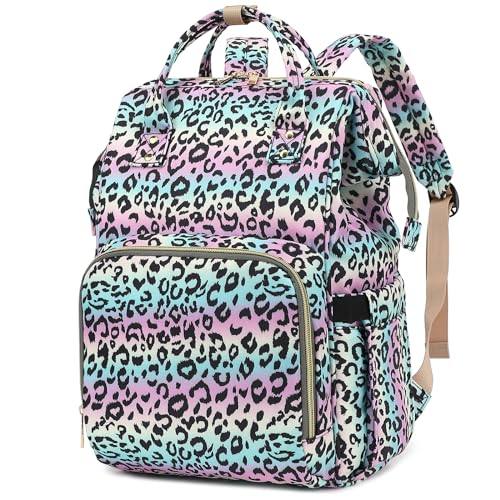 Laptop Backpack for Women, College Bookbag School Backpack Work Business Travel 15.6 Inch Computer Backpacks (Leopard)