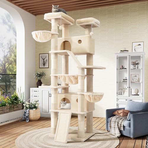 SHA CERLIN 81in Multi-Level Tall Cat Tree Tower for Indoor Kittie...
