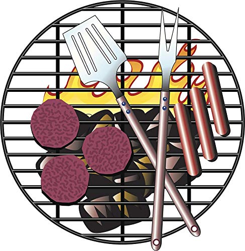 Cool Summer BBQ Barbeque Burgers and Hotdogs Grill Cartoon Round Metal 0.75" Lapel Pin Hat Shirt Pin Tie Tack Pinback2