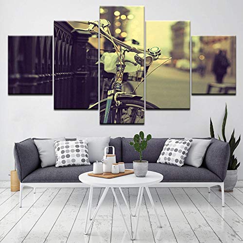 Tableaux murale motif graphique de vélo rétro en toile 5 pièces