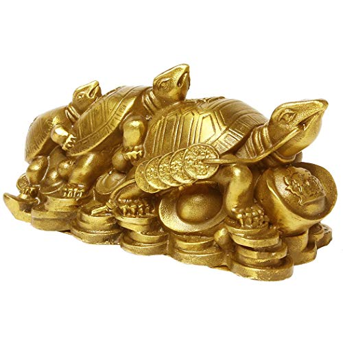Chinesische Feng Shui Schildkröten-Statue aus Messing, handgefertigt BS013 Cover