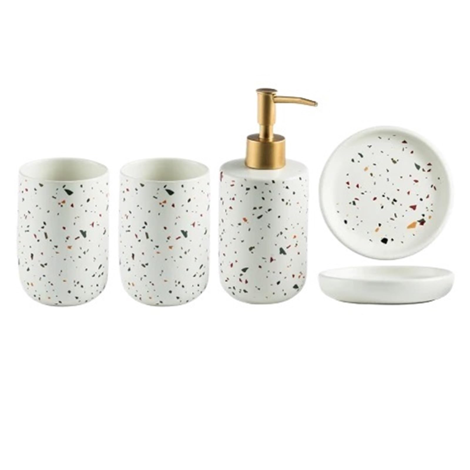 Bathroom Set Bathroom Decoration Set, Ceramic, Emulsion Bottle, Gargle Cup, Soap Dish, Art Supplies(White set2)