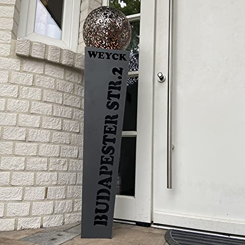 Dekosäule Gartensäule mit Name & Hausnummer Metall #638