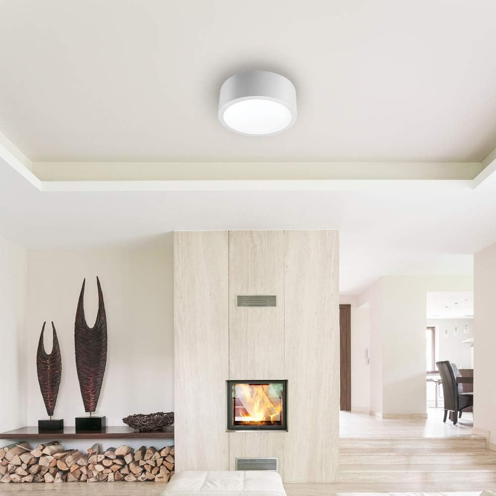 Globe Electric Edinburg LED Integrated Flush Mount Ceiling Light, Matte Gray, Frosted Glass Shade, 18W, 3000 Kelvin, 1100 Lumens, Dimmable