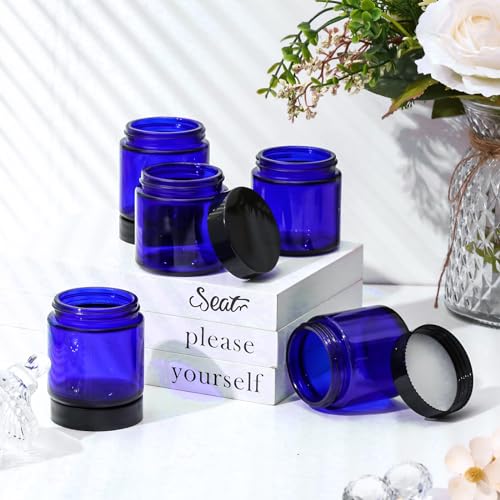 Image of Norme 64 Pcs 4 oz Glass Jars with Lids Cosmetic Jars, Black, Blue
