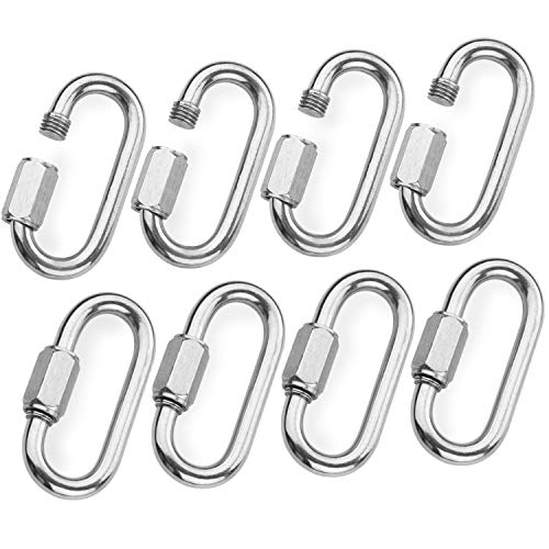 STARVAST M7 Quick Link Oval Carabiner 8pcs 7mm Quick Links Chain Connector Locking Carabiner Clip for Outdoor (Shade Sails) and Indoor Equipment (Chandelier)