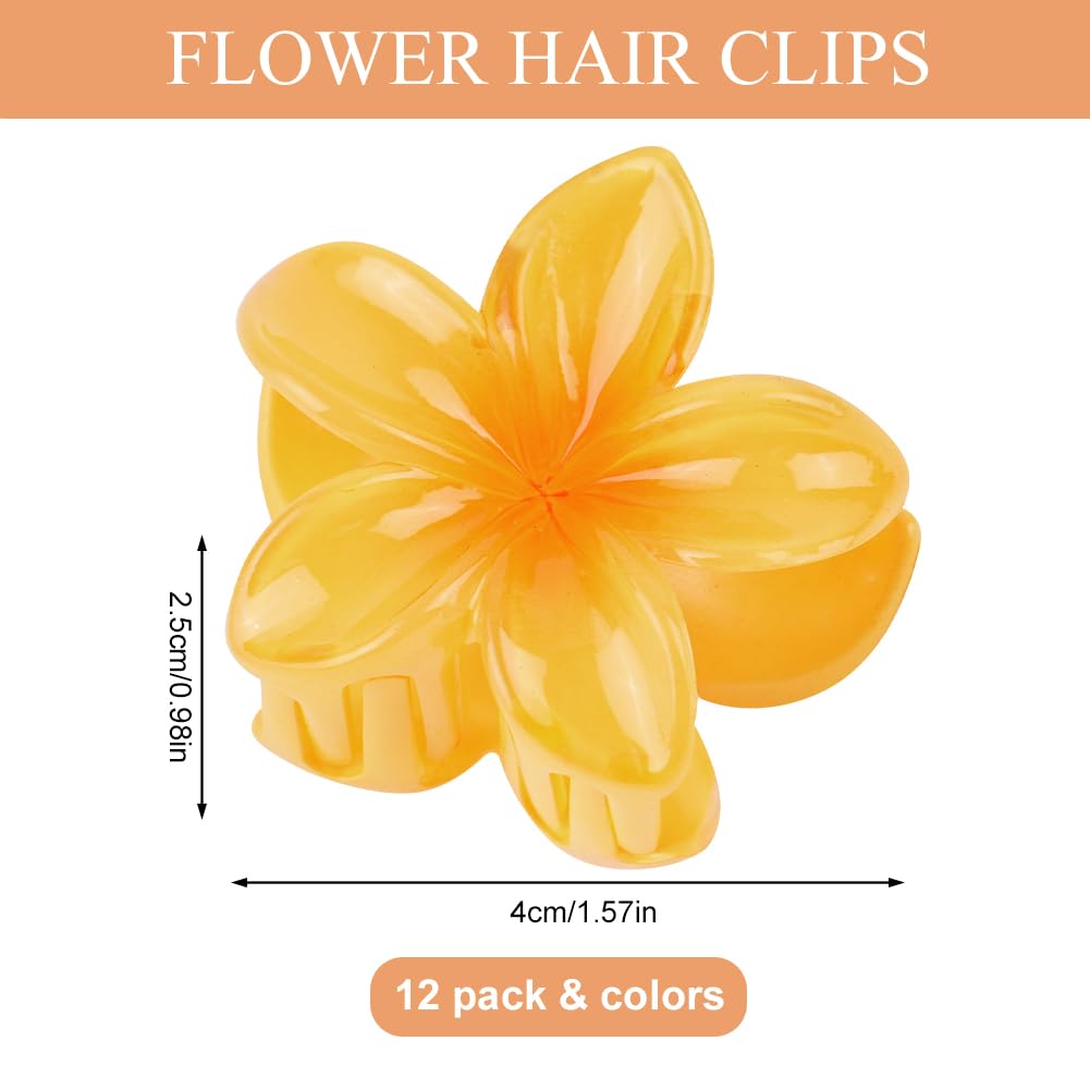 Alaoo 12Pcs Flower Hair Clip, Nonslip Hawaiian Flower Claw Clip Summer Accessories for Medium Thick Hair Women and Girls - Image 2