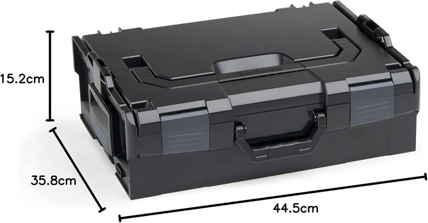 Bosch Sortimo Schnitteinlagen-Set | L BOX 136 (schwarz) inkl. Schnitteinlagenset EPP & Deckeneinlage | Sortimentskasten groß Schrauben