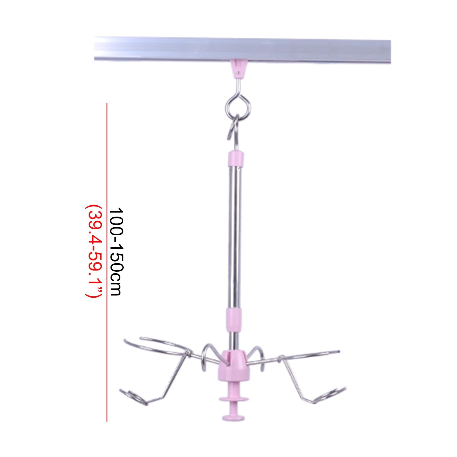 Portasueros Rosa Portabotellas de Acero Inoxidable con Riel de Instalación de Aleación de Aluminio Diseño Ajustable Montaje en Techo for Una Instalación Segura Diseño de Múltiples Ganchos(Pink- with h