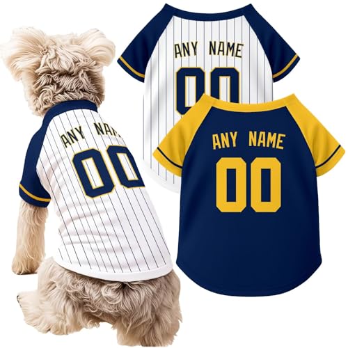 ANTKING Milwaukee Dog T-Shirt Jersey Style Custom Name and Number Pet Clothes Gifts