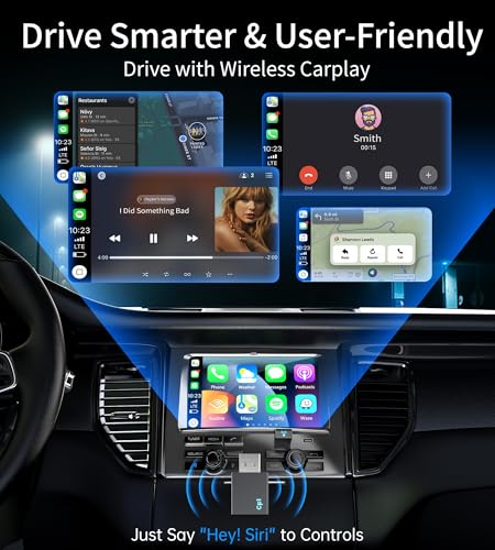 Wireless CarPlay Adapter for iPhone, 2025 Upgraded Wired to Wireless for Apple CarPlay, Mini USB Design Car Play Adapter, Plug and Play, Stable Connection with OEM Wired CarPlay Vehicles & iOS 10+