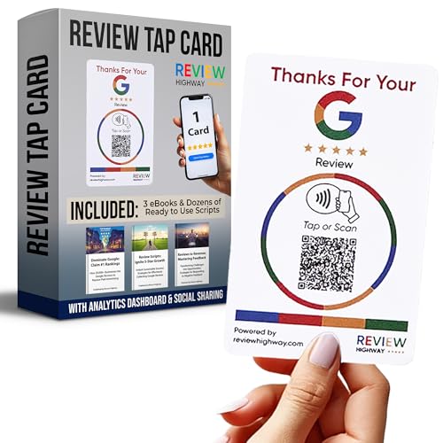 Review Highway NFC Tap Card for Google Reviews, QR Code Scan, 1-Pack