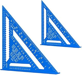 2 Pcs Speed Square, 12 inch 7 inch Carpenter Square Aluminum Alloy Triangle Ruler, Square Protractor, High Precision Woodworking Square, Layout Measuring Tool for Engineer Carpenter, Blue