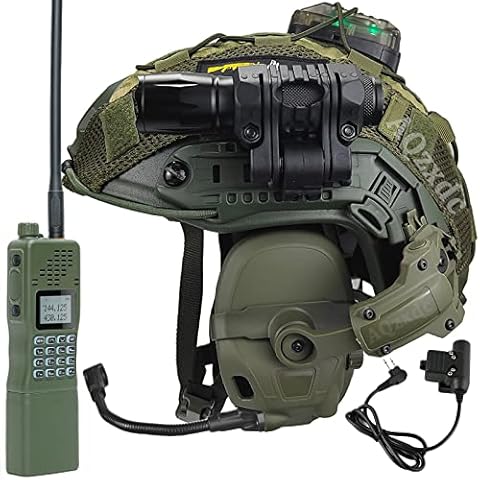 AQ zxdc FAST Tactical Bulletproof Helmet, with Noise-Cancelling Headsets Helmet Cover Flashlight Strobe Light, for Military Confrontation Shooting Riot Rescue,OD E Cover