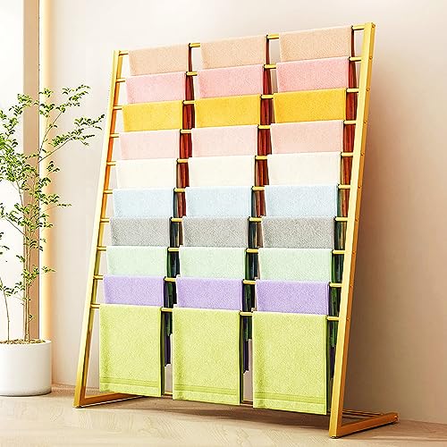 ZZYYZZ Multi Purpose Silk Scarf Display Stand, Large Capacity Hijab Rack, Floor Standing Pants Storage Organizer, Space Saving, for Home/Cloakroom/Retail Stores,Gold,150x40x145cm