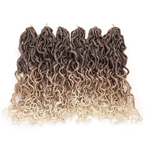 6 Packs Goddess Faux Locs Crochet Hair 18Inch Beach Locs Crochet Braids Afro Dreadlocks Ombre Synthetic Braids New Hairstyle (4/27/613, 18") #TOP1