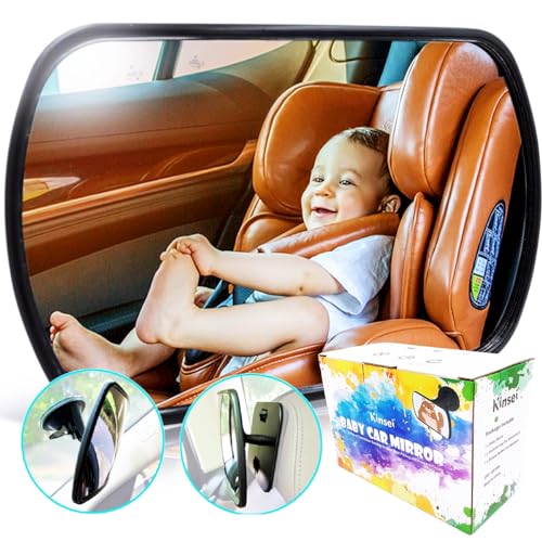 Image of KINSEI Baby Car Mirror - Rear View Baby Car Back Seat Mirror - Child Observation Mirror Wide Convex and Shatterproof - 2 way of Connection Suitable for both Rear-facing and Forward-facing