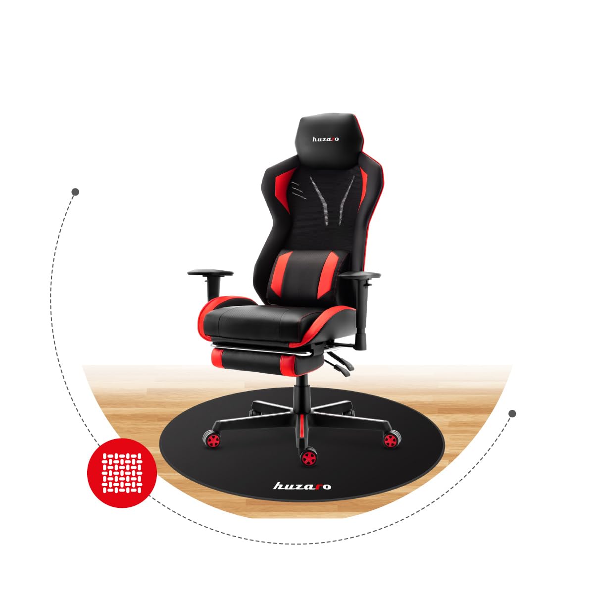 huzaro Floormat Bodenschutzmatte - Bürostuhl Unterlage Kratzfest Floorpad-Bodenschutz - Gaming-Stuhl-Unterlage - Anti-Rutsch - Gamer Gadgets - Durchmesser 120 cm - Schwarz