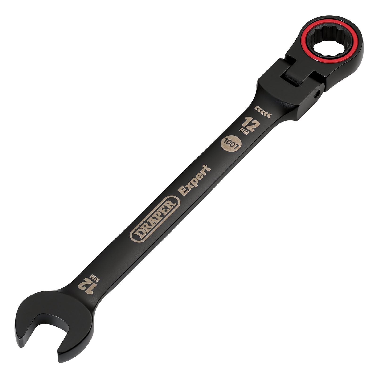 Draper 12Mm Flex Head Ratchet Spanner 03918 Hi-Torqâ Metric Flexible Head Ratchet Combination Spanners, Black