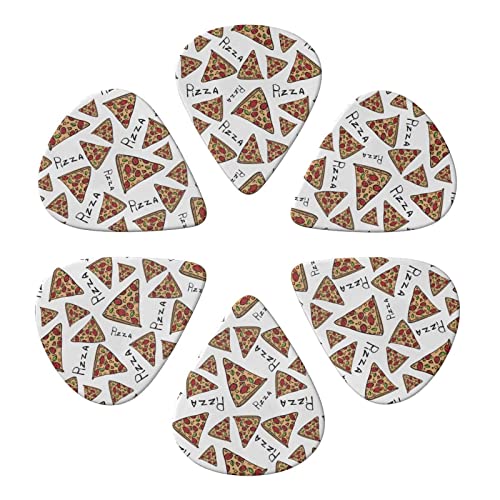 Lot de 6 médiators motif pizza pour guitare acoustique, guitare électrique, basse, ukulélé – fins, moyens et épais. - Les Beatles, Paul McCartney, John Lennon, RIngo Starr, George Harrison Lot de 6 médiators motif pizza pour guitare acoustique, guitare électrique, basse, ukulélé – fins, moyens et épais. – Image 5
