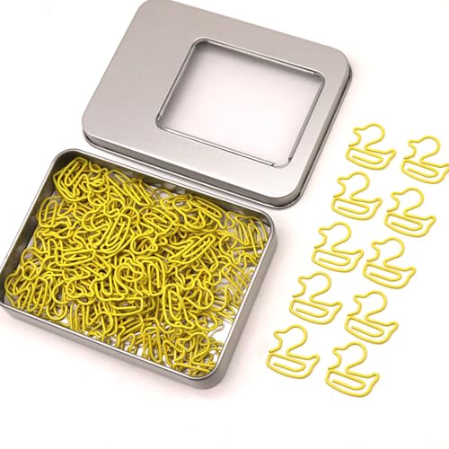 NELJIBEHU 60 Pcs Yellow Duck Paper Clips,Duck Gifts for Women, Duck Decor Accessories for Duck Lovers