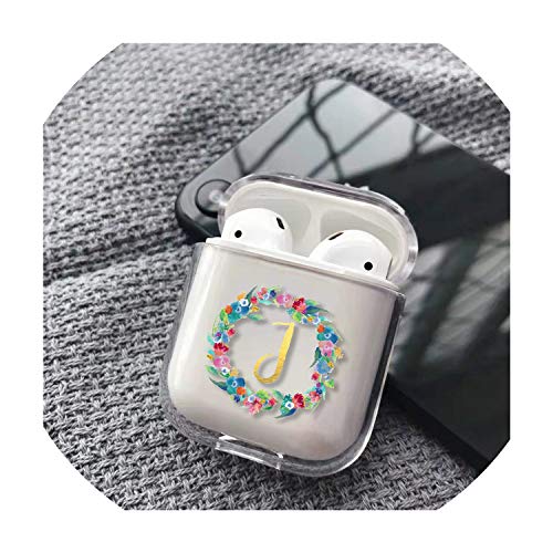 Floral Gold Initial Alphabet Letters Earphone Case for iPhone Charging Box for AirPods