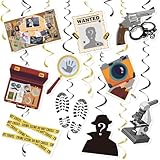30PCS Detective Murder Hanging Swirls Mystery Detective Party Decorations Crime Scene Ceiling Swirls Murder Dinner Evidence Marks Party Supplies