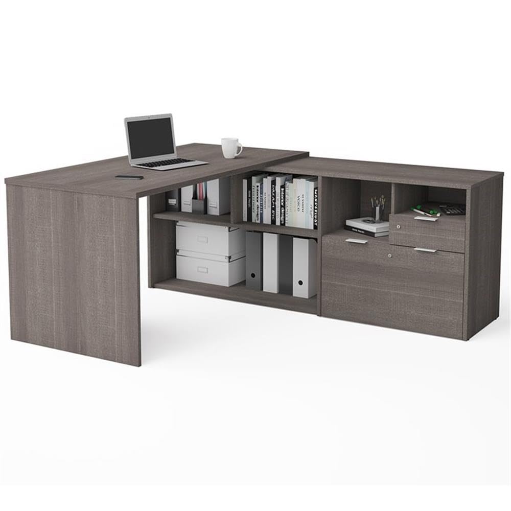 Bestari3 Plus 72W L-Shaped Desk in Bark Grey