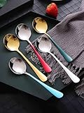 Teaspoons Stainless Steel, Dessert Spoons Silverware Tablespoon for Coffee Cereal Eating, Home Dinner, Kitchen or Restaurant,5PCS (Pattern 09,One Size)
