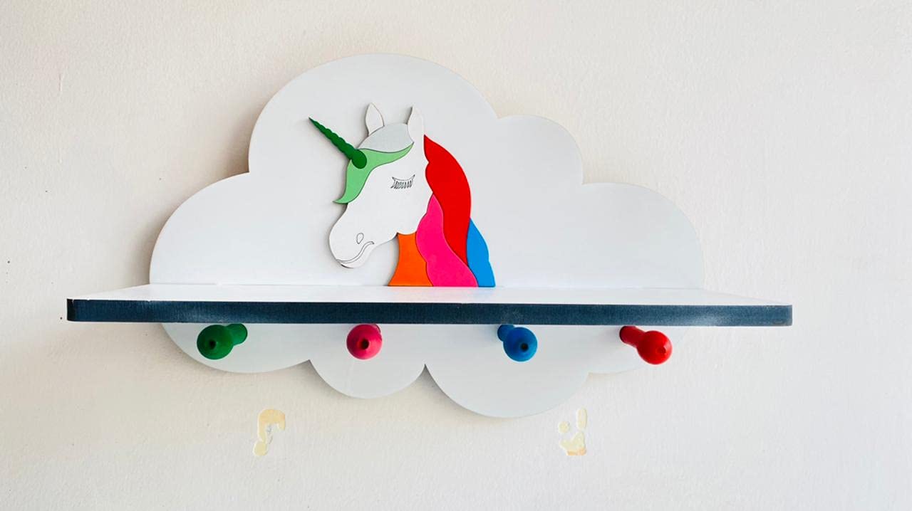Kids Shelves/Cloud Wall Shelves/Book Shelves for Kids Room/Storage Rack Set of 1 (Unicorn) - Image 1