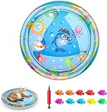 Tyasoleil Multi-Color Lighted Cat Water Mat, Interactive Cat Toy, 1mm Double Layer Thickened Anti-Scratch Water Sensory Play Mat with Fish, Enrichment Toy for Cats to Exercise (A)