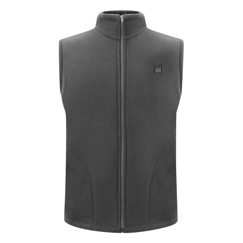 USB Heated Vest Fleece Lightweight Charging Heating Gray XXXL| Coats & Jackets| Mens Clothing |Clothing Shoes Accessories-image-10