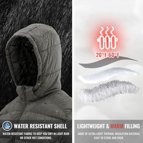 Image of Rdruko Men's Puffer Jacket with Detachable Hood Lightweight