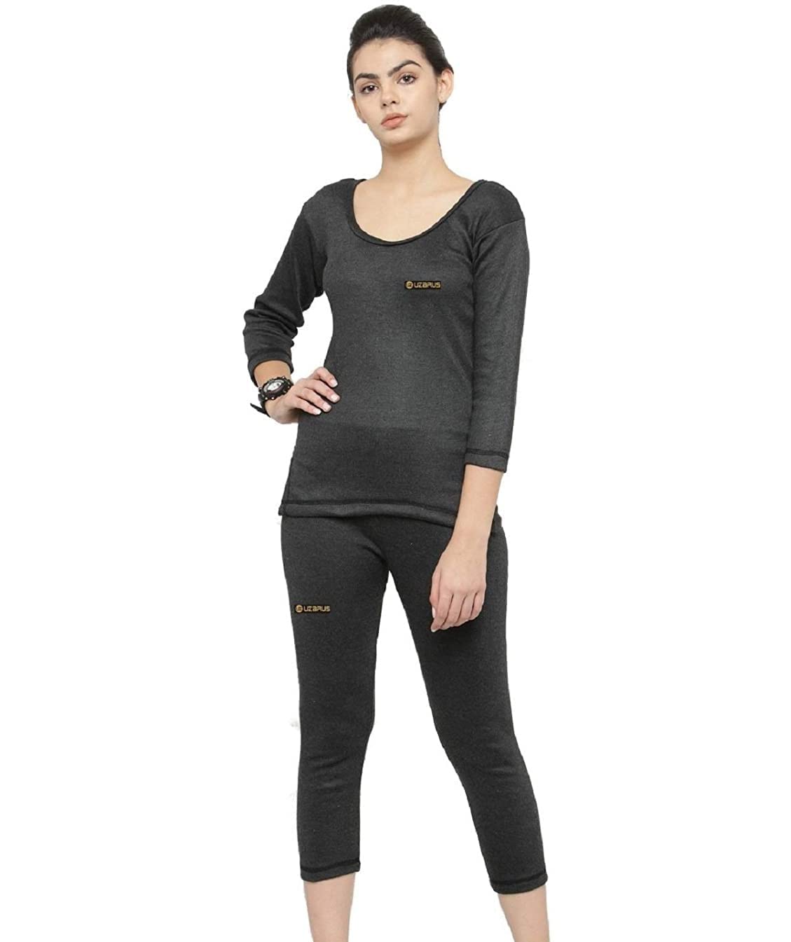 Women's Solid Thermal Top and Lower Set-image-5