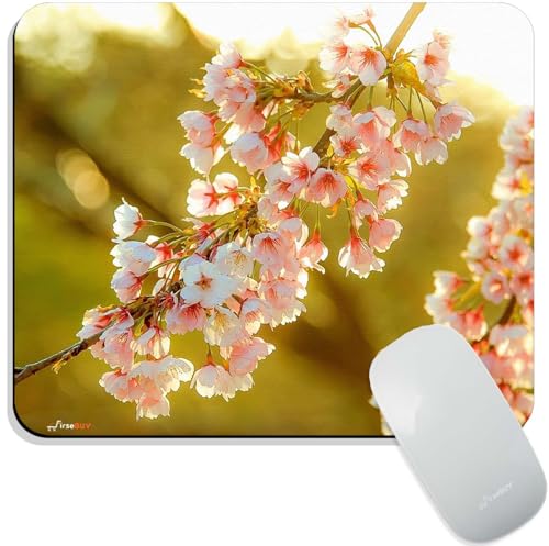 Image of Mouse Pad Beautiful Blossoms, Premium-Textured Custom Mouse Mat Design, Washable Mousepad Non-Slip Rubber Base Computer Mouse Pads for Wireless Mouse