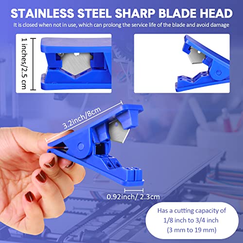 Image of 9 Pieces PTFE Plastic Tubing Cutter Hose Tube Cutter Pipe Accurate Tube Cutting Tool for Nylon PVC PU Tubing and Hose Cut up to 3 /4 Inch OD (Blue)