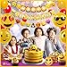 Pirese Emoticon Face Birthday Decorations, Smile Face Party Decorations, Emoticons Happy Birthday Banner, Yellow Face Birthday Party Supplies, Emoticons Party Decor, Poop Birthday Party Supplies