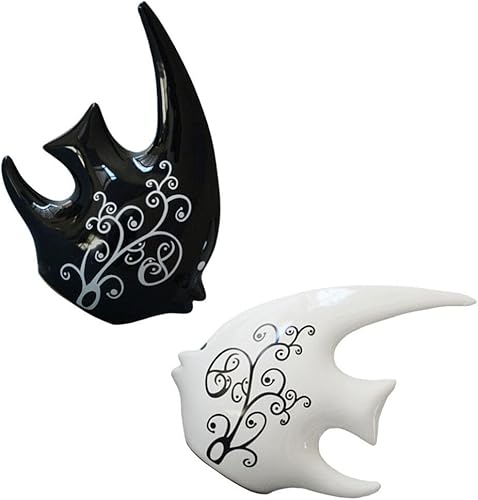 HOMSFOU 1 par de estatuilla de pescado de cerámica, escultura de pescado del océano, estatua de peces para sala de estar, acentos, repisa, mesa de disponible en Yaxa Guatemala
