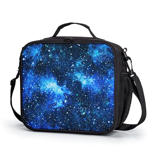 Kwlegh Galaxy Lunch Box for Boys Girls Kids Insulated Lunch Bag Blue Starry Sky Lunchbox Universe Space Reusable Lunch Cooler Tote Bags Thermal Lunch...