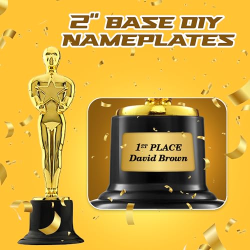 bedwina gold trophy award mini trophies bulk - pack of 12 6 inch tall plastic golden statue award party themed decorations winners or appreciation gifts game prizes for adults amp kids