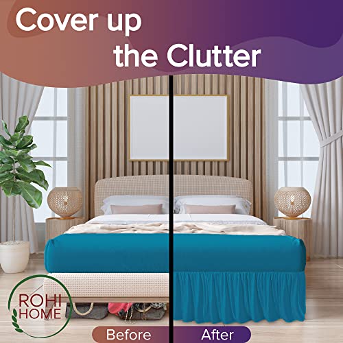 Rohi Deep Fitted Valance Sheet Double Bed, Easy Care Plain Dyed Valance Fitted Sheet with 30cm Deep Frill, Hypoallergenic - Image 4