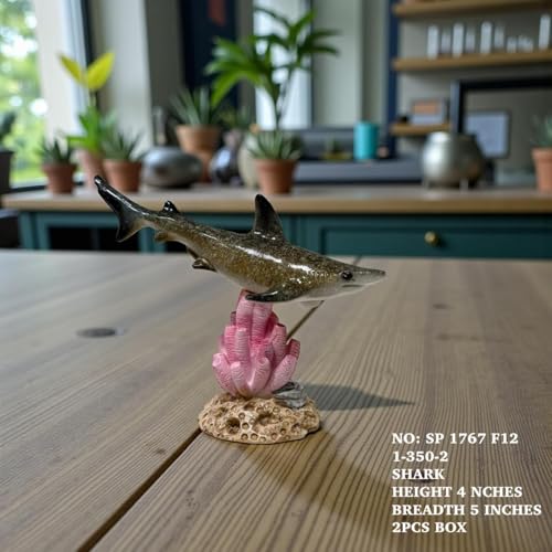 Image of AUGEN Polyresin Two Shark Statue Showpiece for Home Decor Decoration and Gifting (Set of 2)(1767F712, 10.5cm)
