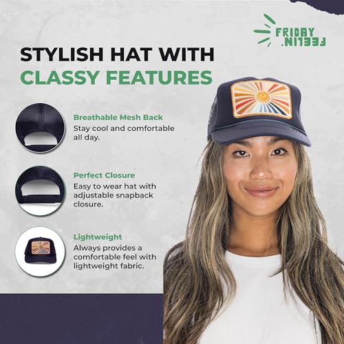 Image of Friday Feelin' Trucker Hat Women Men Baseball Cap Western American Fitted Trucker Hats Baseball Hat All Occasion - One Size