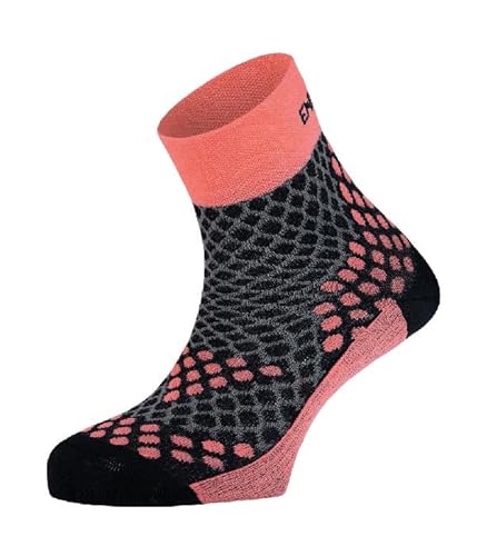 ENFORMA® Modèle Barcelona - Chaussettes de compression pour homme et femme - Anti-ampoules, trail running et sport - Résistantes et respirantes, orange, M/L